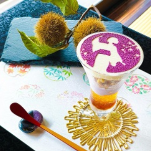 宗祇庵　郡上八幡　和カフェ　秋限定パフェ